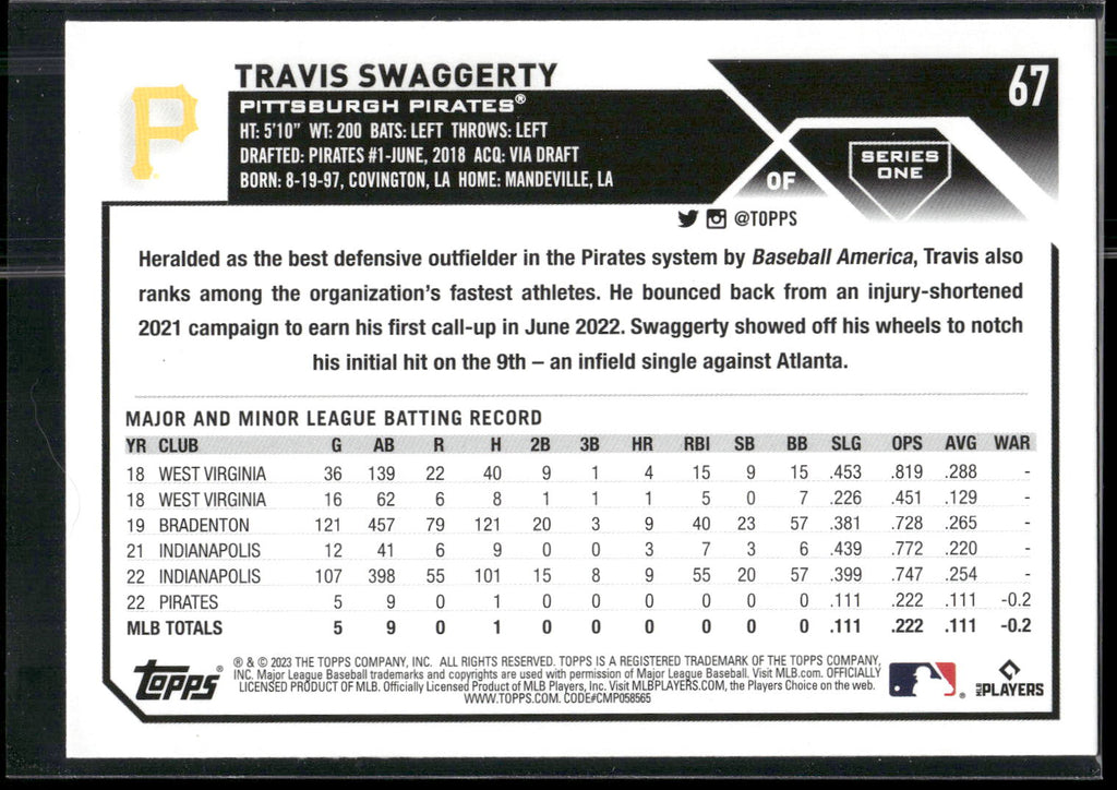 2023 Topps #67 Travis Swaggerty