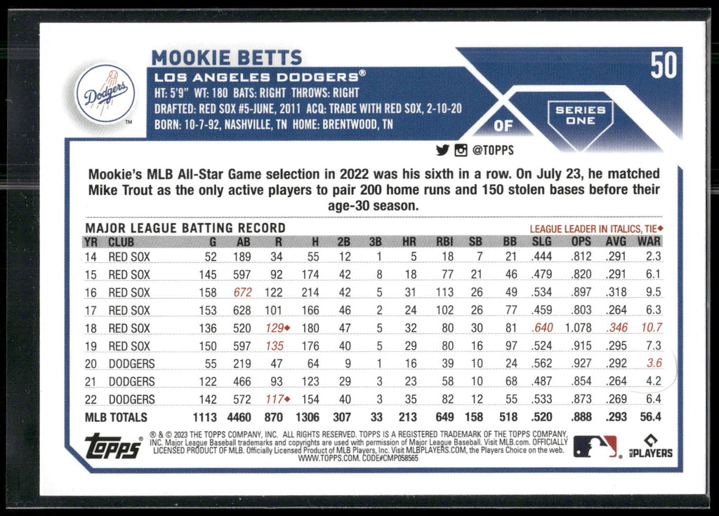 2023 Topps #50 Mookie Betts