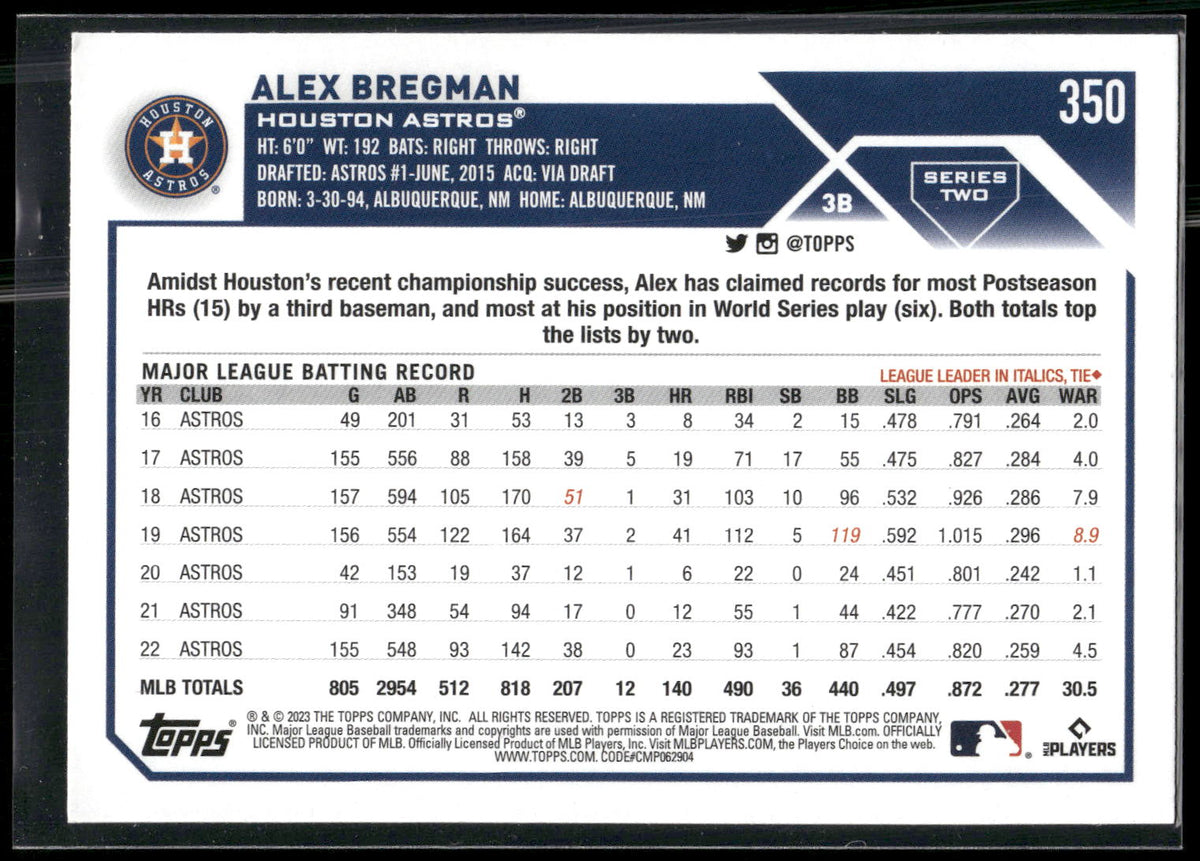 2023 Topps #350 Alex Bregman