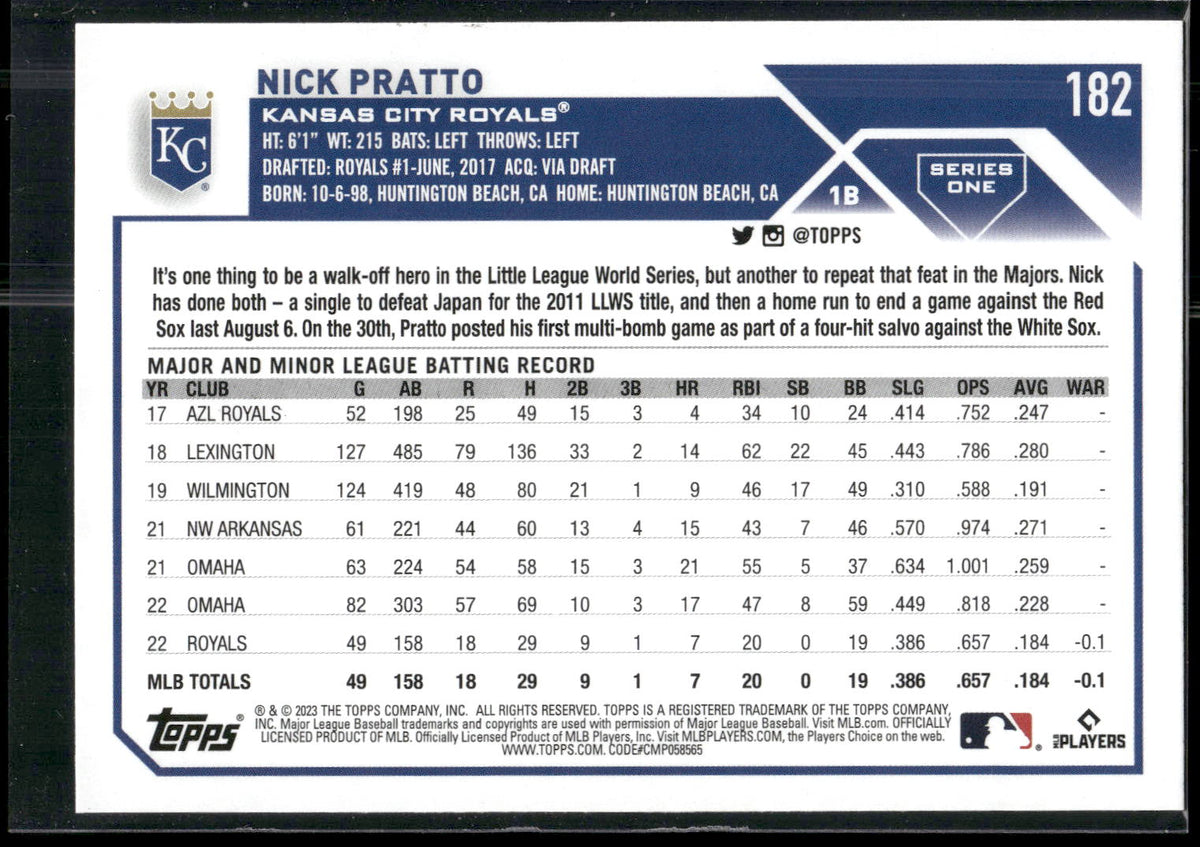 2023 Topps #182 Nick Pratto