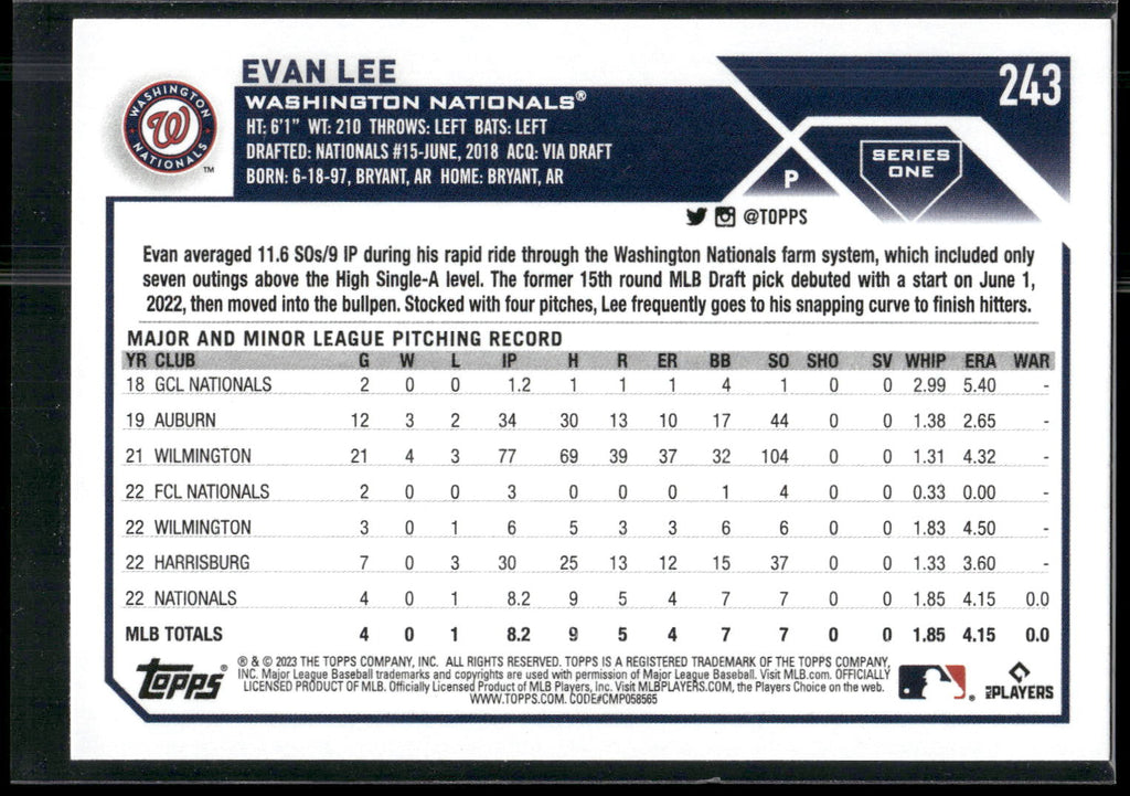 2023 Topps #243 Evan Lee