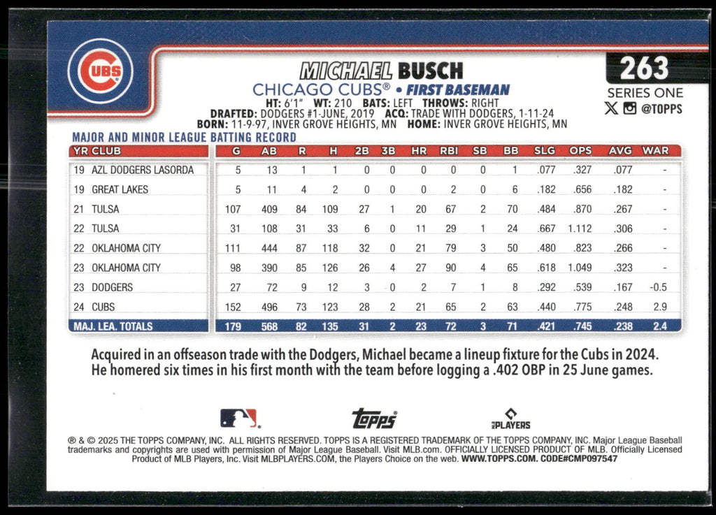 2025 Topps #263 Michael Busch