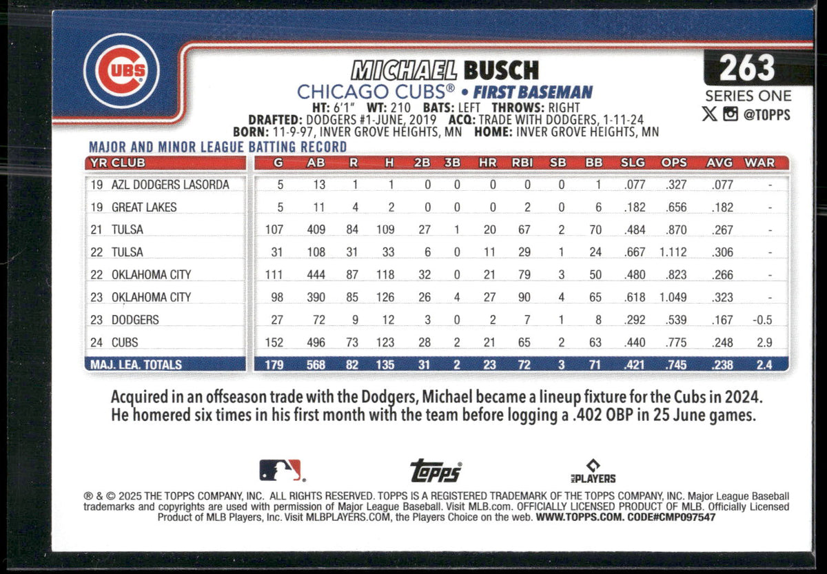 2025 Topps #263 Michael Busch