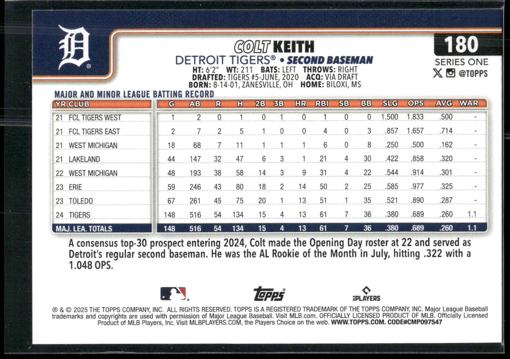 2025 Topps #180 Colt Keith