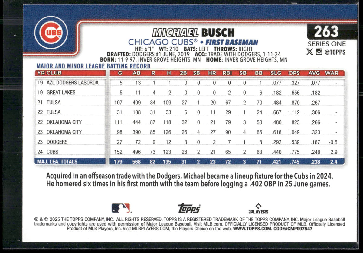 2025 Topps #263 Michael Busch