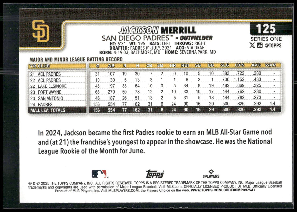 2025 Topps #125 Jackson Merrill
