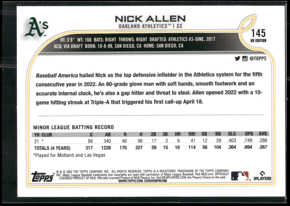 2022 Topps UK Edition #145 Nick Allen