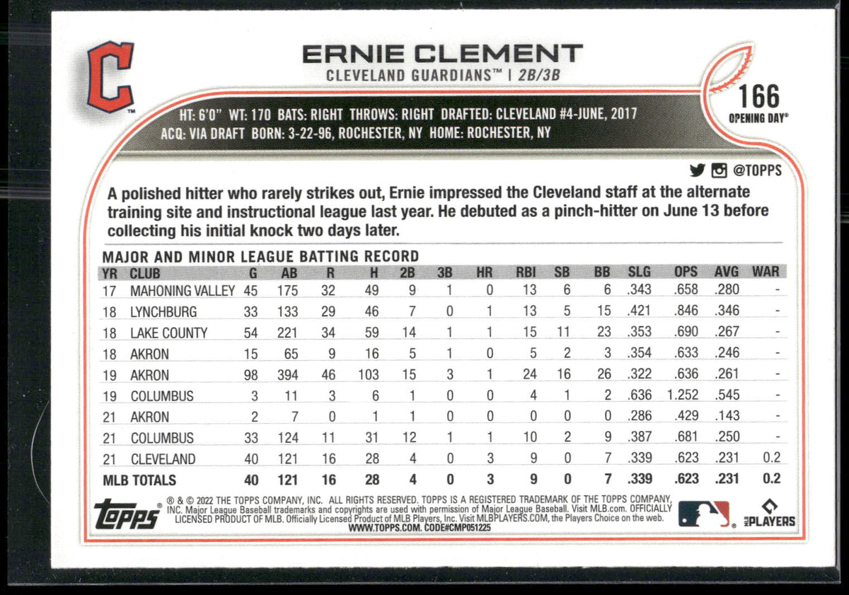 2022 Topps Opening Day #166 Ernie Clement