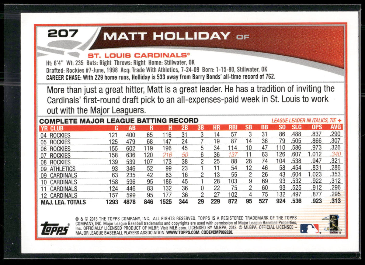 2013 Topps #207 Matt Holliday