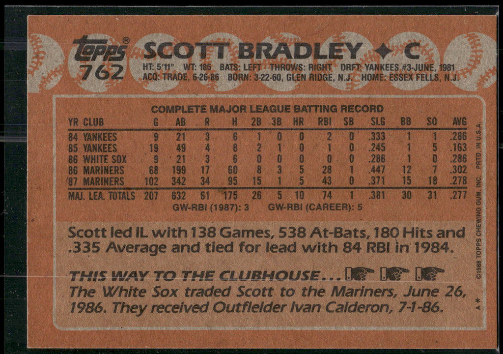 1988 Topps #762 Scott Bradley