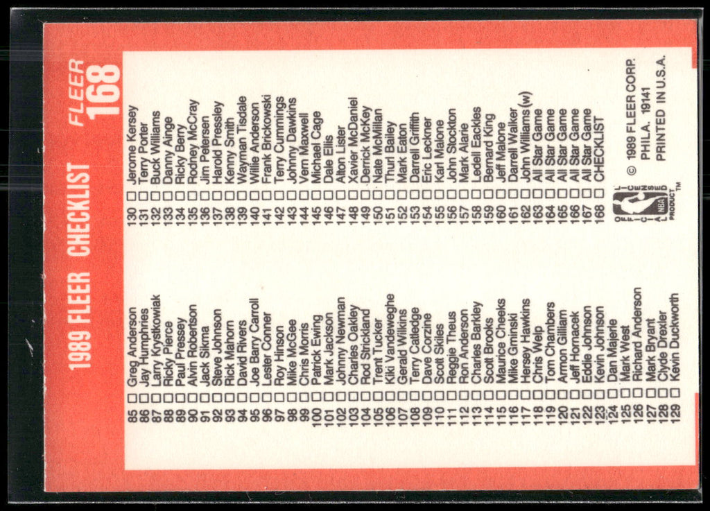 1989-90 Fleer #168 1989 Fleer Checklist