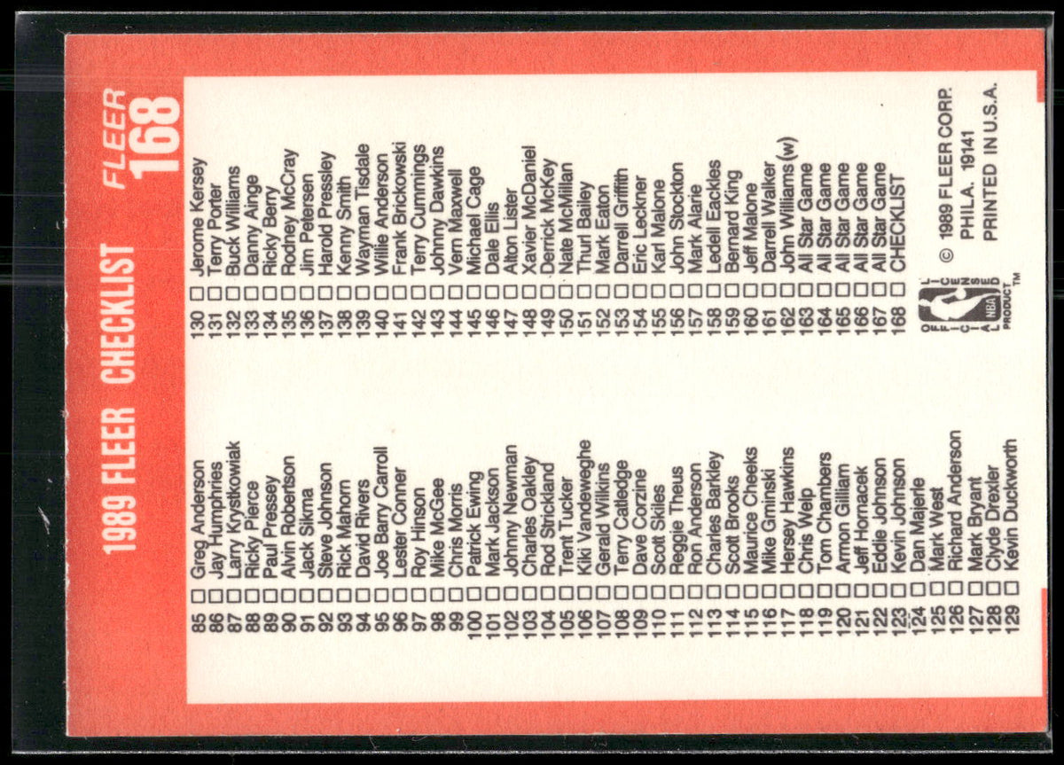 1989-90 Fleer #168 1989 Fleer Checklist