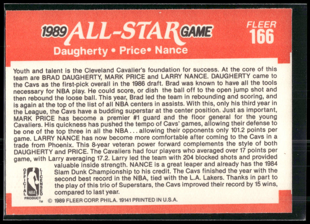 1989-90 Fleer #166 Brad Daugherty / Mark Price / Larry Nance