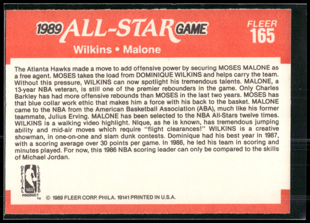 1989-90 Fleer #165 Dominique Wilkins / Moses Malone