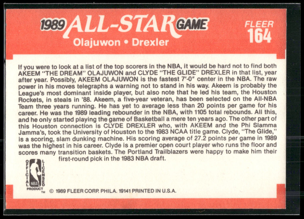 1989-90 Fleer #164 Akeem Olajuwon / Clyde Drexler
