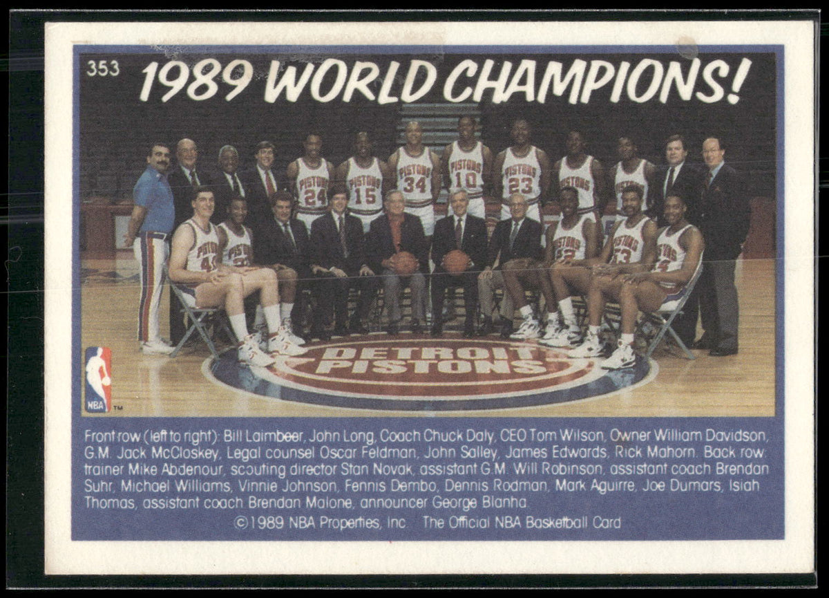 1989-90 Hoops #353b Detroit Pistons Champions