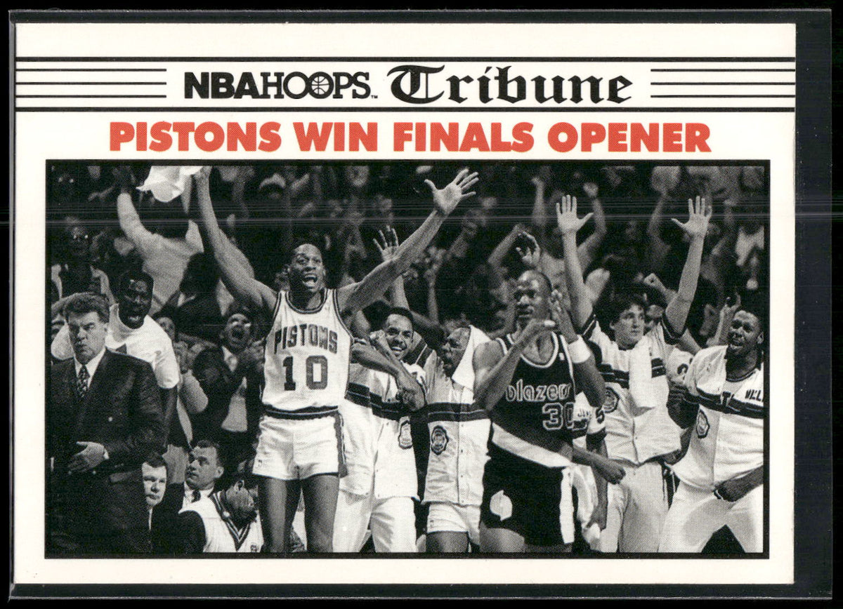 1990-91 Hoops #337 Pistons Win Finals Opener TRIB