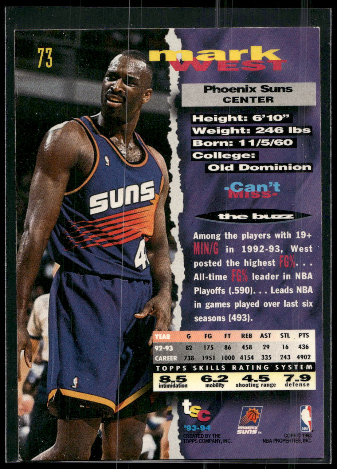 1993-94 Stadium Club #73 Mark West