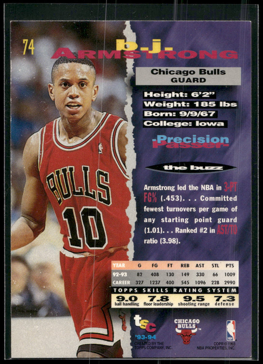 1993-94 Stadium Club #74 B.J. Armstrong