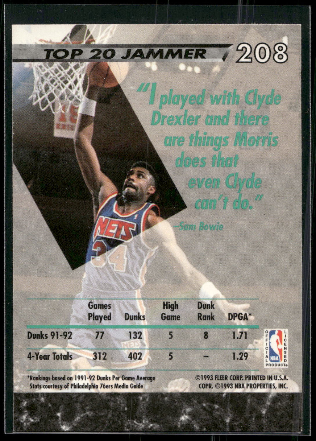1992-93 Ultra #208 Chris Morris