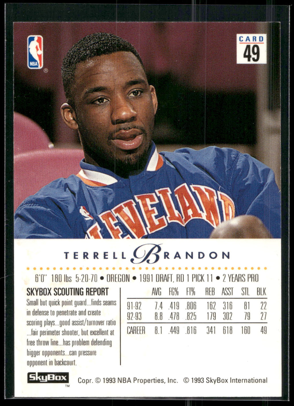 1993-94 SkyBox Premium #49 Terrell Brandon