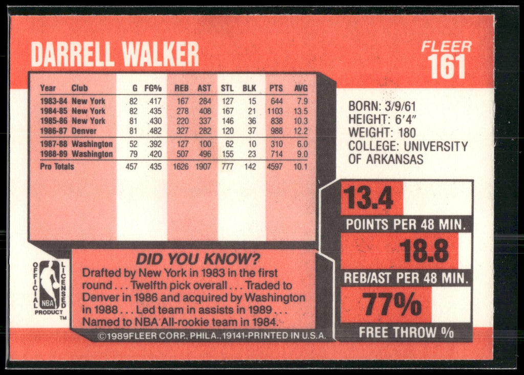 1989-90 Fleer #161 Darrell Walker