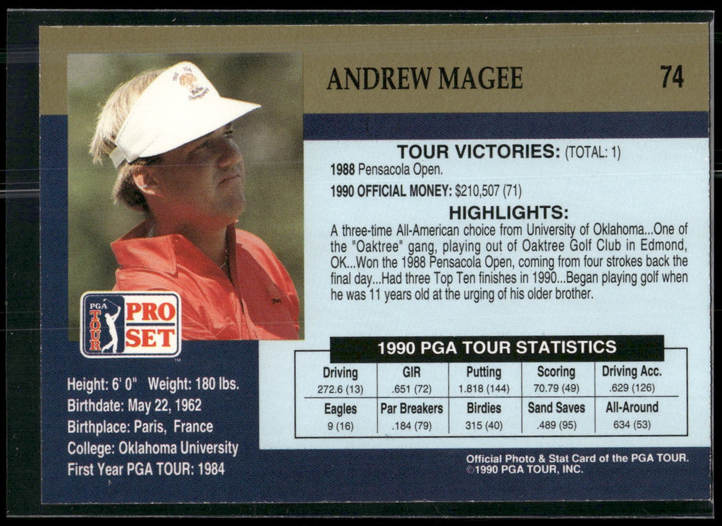 1990 Pro Set PGA Tour #74 Andrew Magee