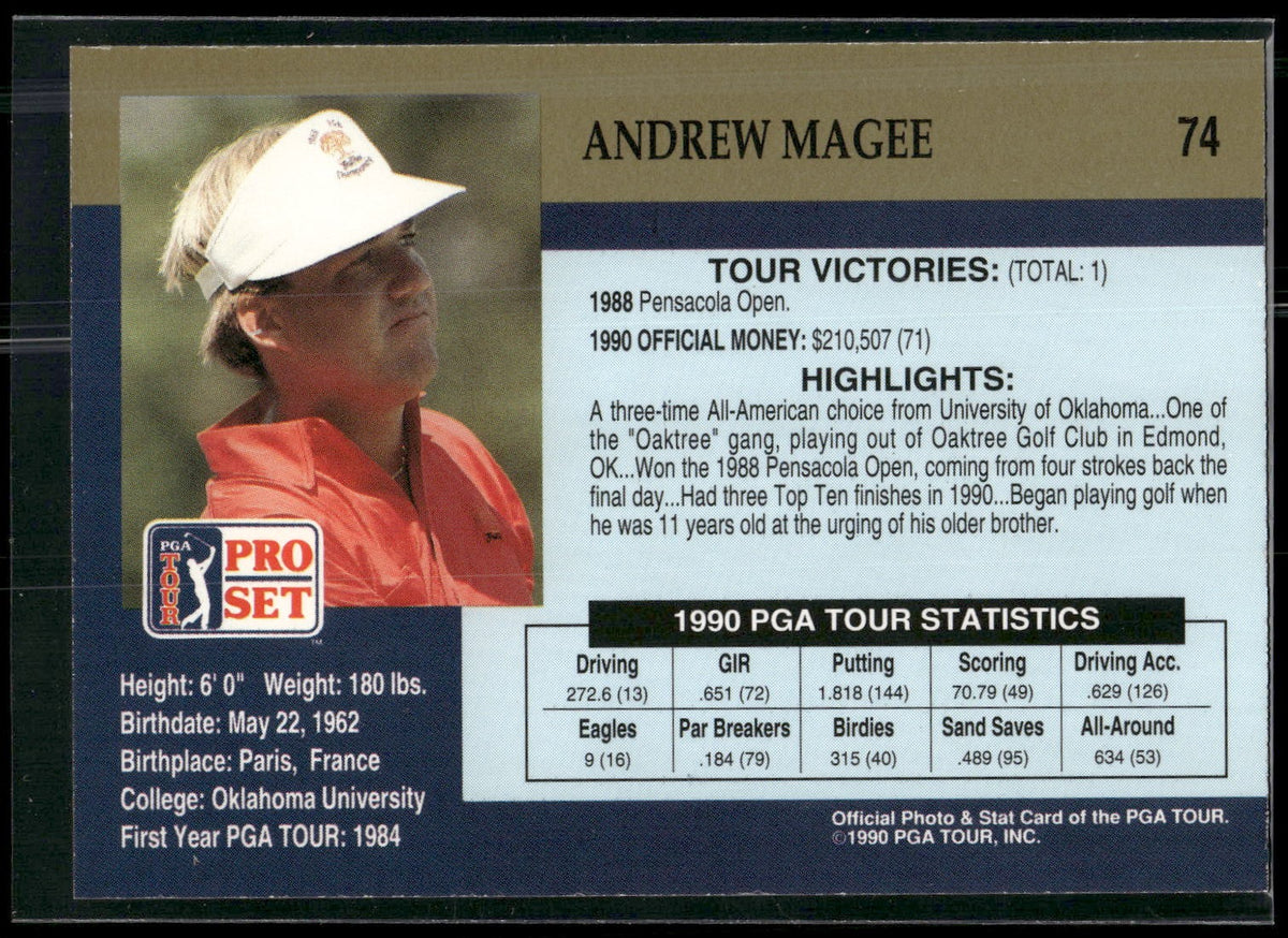1990 Pro Set PGA Tour #74 Andrew Magee