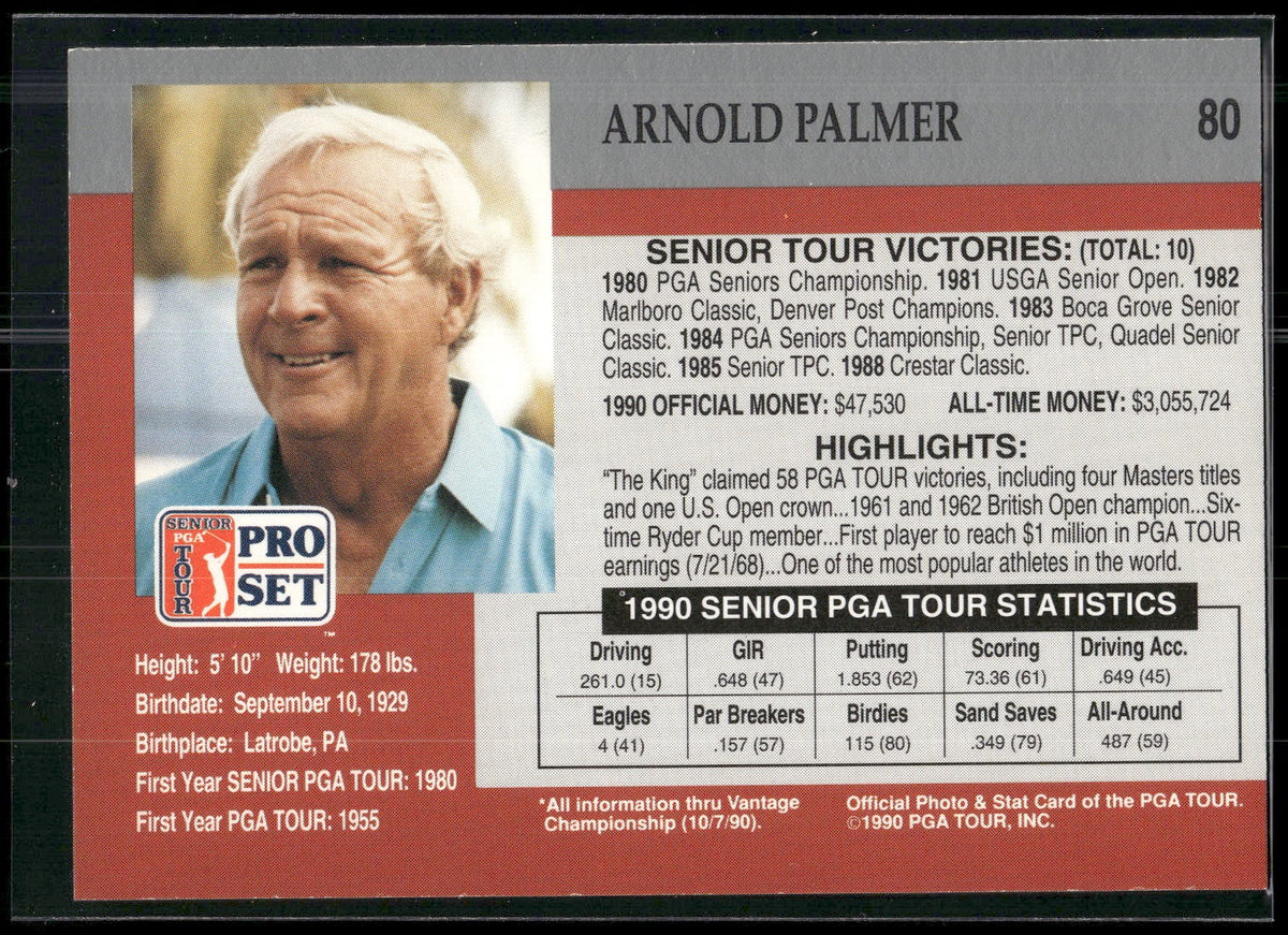 1990 Pro Set PGA Tour #80 Arnold Palmer