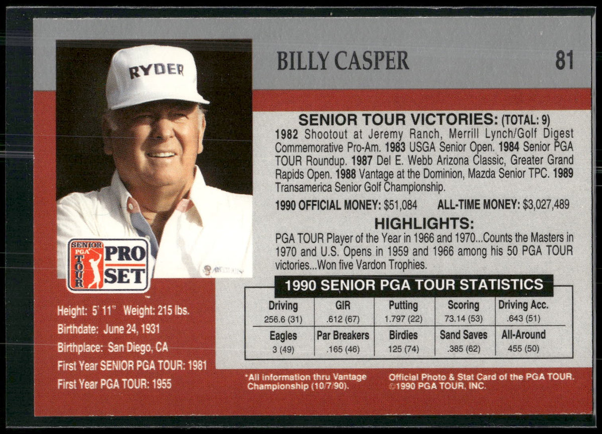 1990 Pro Set PGA Tour #81 Billy Casper