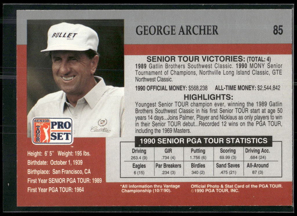 1990 Pro Set PGA Tour #85 George Archer
