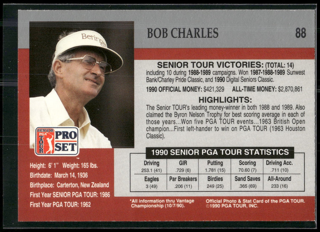 1990 Pro Set PGA Tour #88 Bob Charles