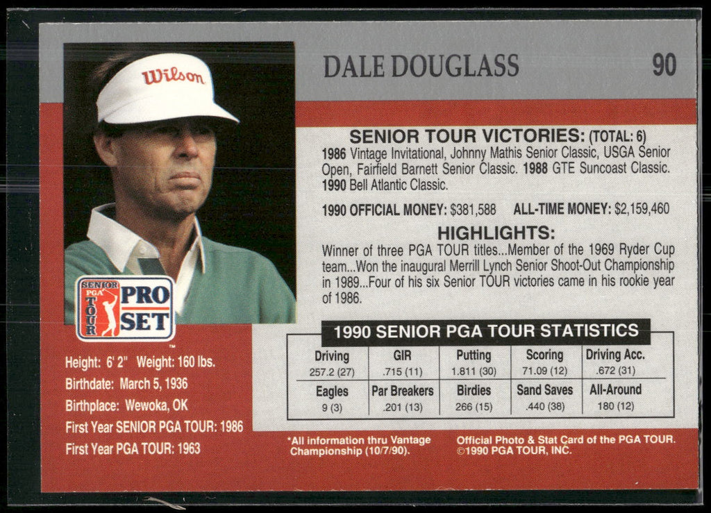 1990 Pro Set PGA Tour #90 Dale Douglass