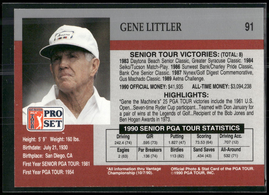 1990 Pro Set PGA Tour #91 Gene Littler