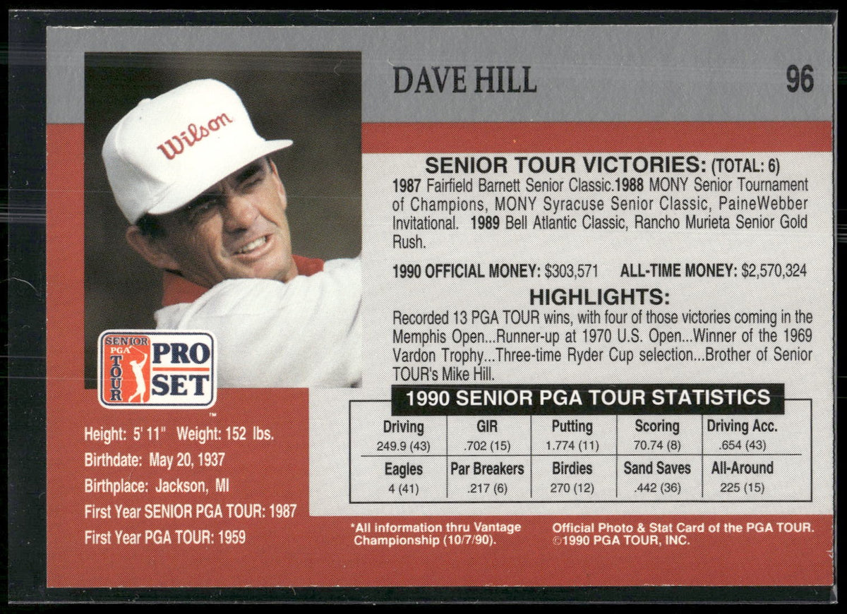 1990 Pro Set PGA Tour #96 Dave Hill