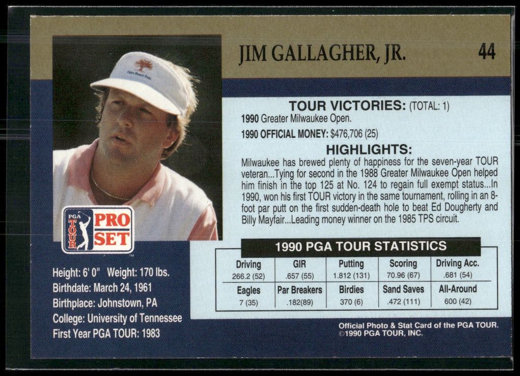 1990 Pro Set PGA Tour #44 Jim Gallagher