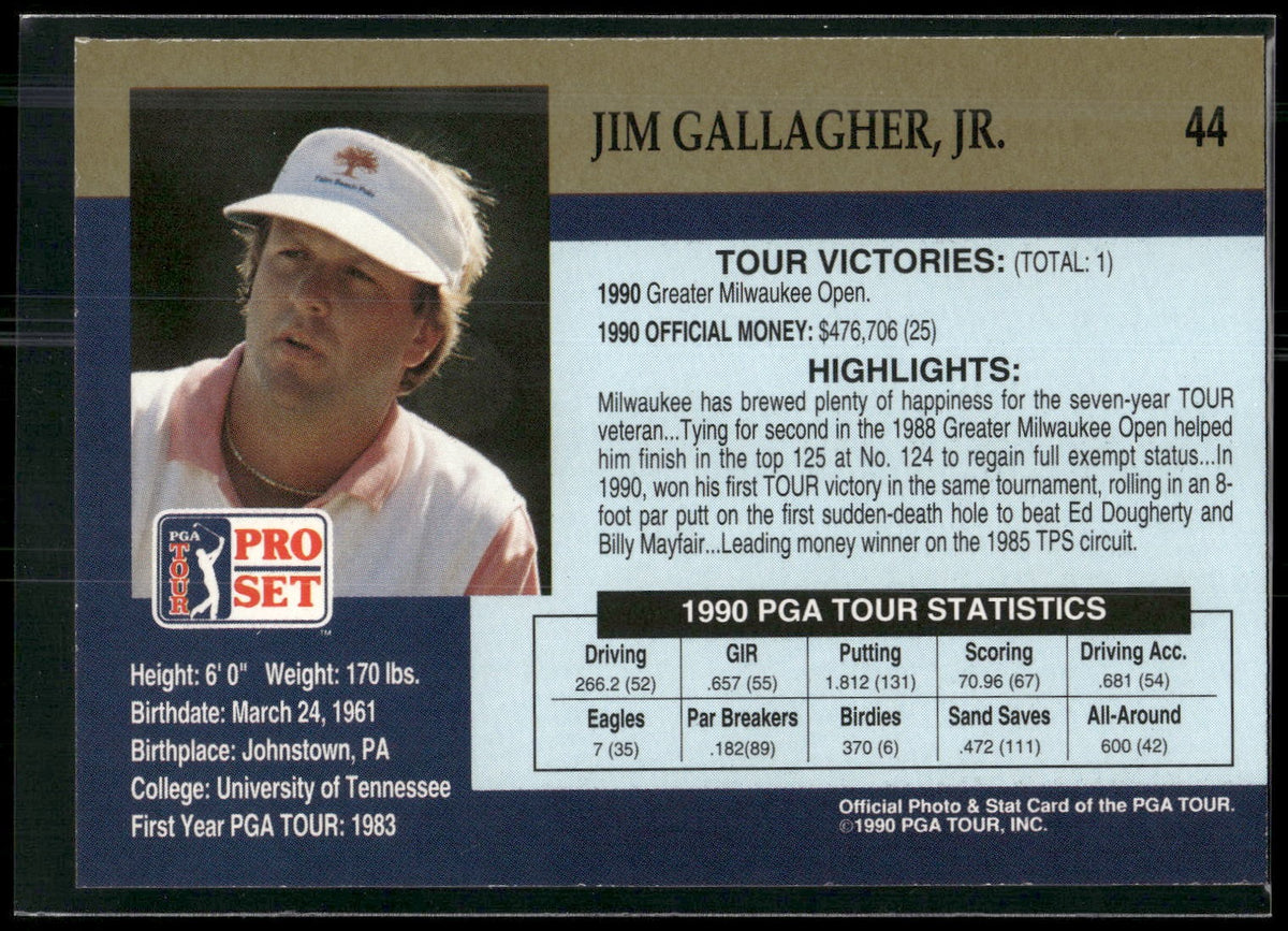 1990 Pro Set PGA Tour #44 Jim Gallagher