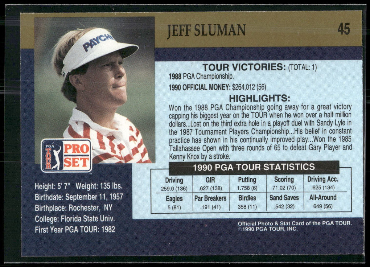 1990 Pro Set PGA Tour #45 Jeff Sluman