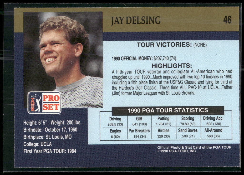 1990 Pro Set PGA Tour #46 Jay Delsing
