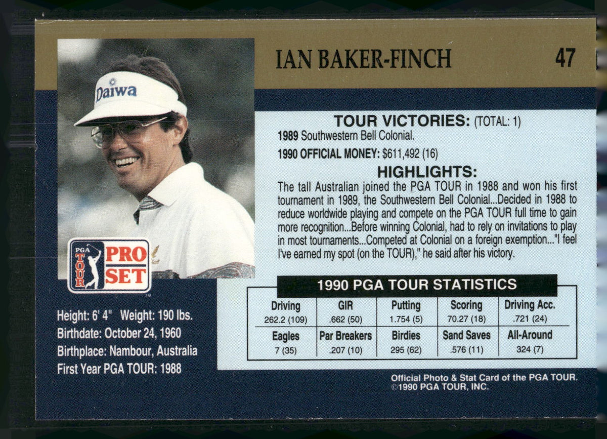 1990 Pro Set PGA Tour #47 Ian Baker-Finch
