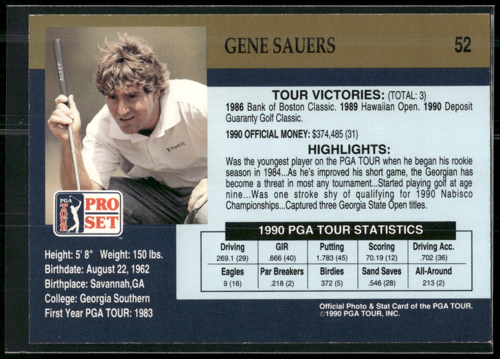1990 Pro Set PGA Tour #52 Gene Sauers