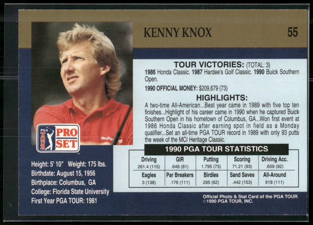 1990 Pro Set PGA Tour #55 Kenny Knox