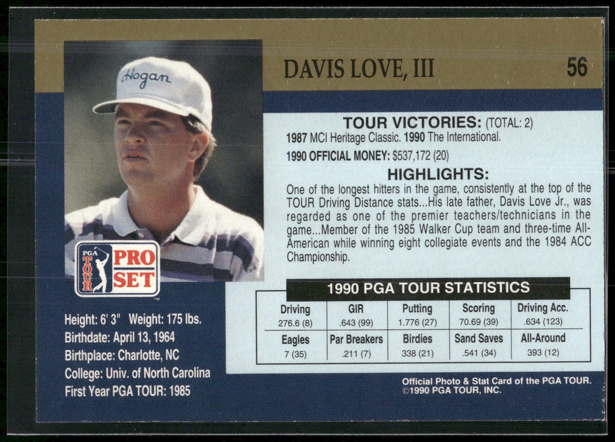 1990 Pro Set PGA Tour #56 Davis Love III