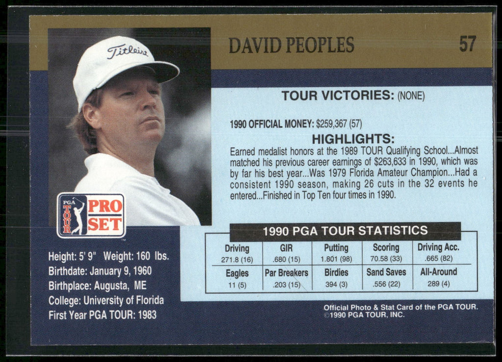 1990 Pro Set PGA Tour #57 David Peoples