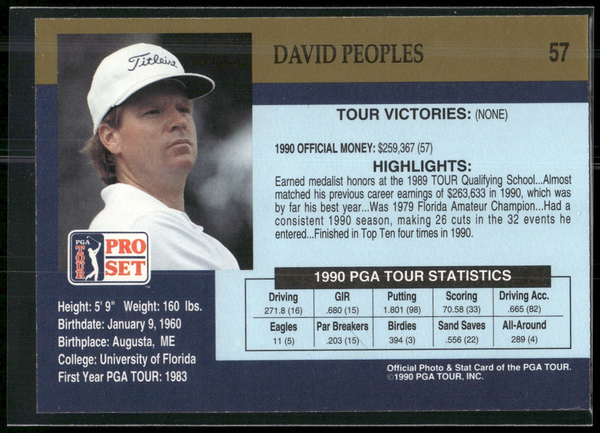 1990 Pro Set PGA Tour #57 David Peoples