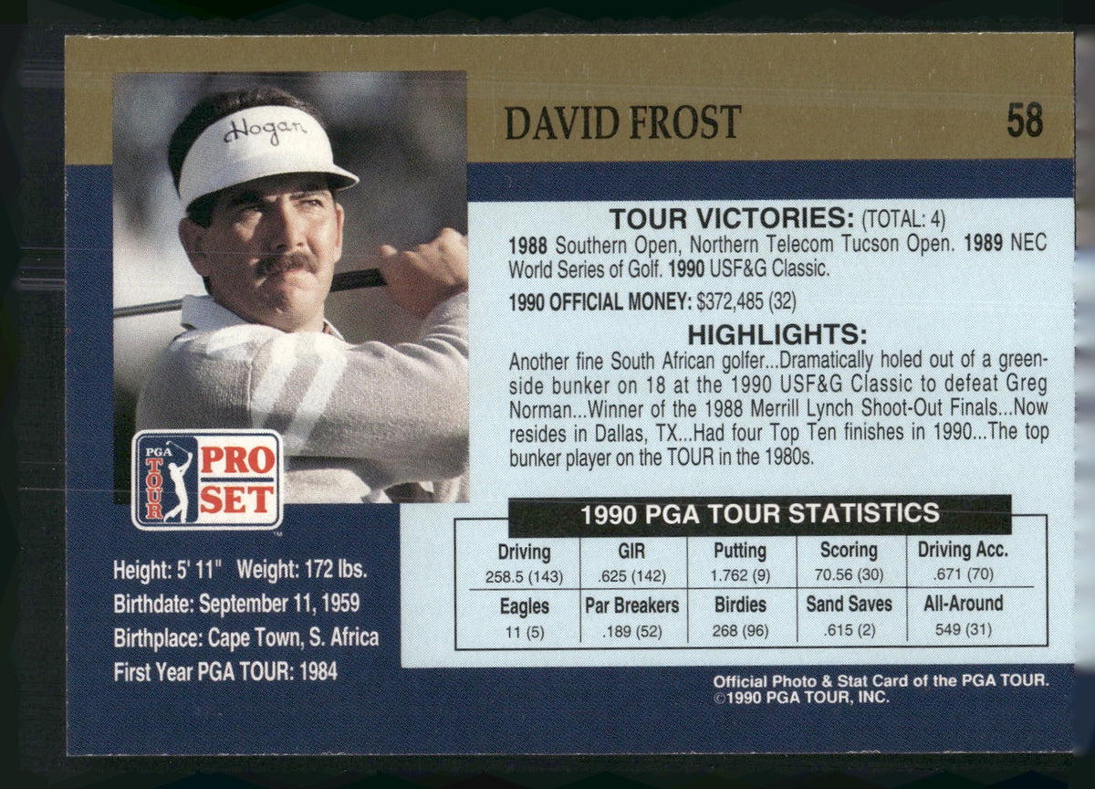 1990 Pro Set PGA Tour #58 David Frost