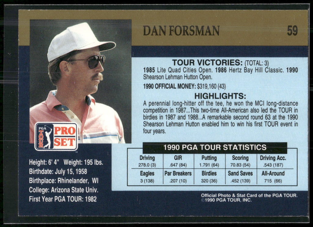 1990 Pro Set PGA Tour #59 Dan Forsman