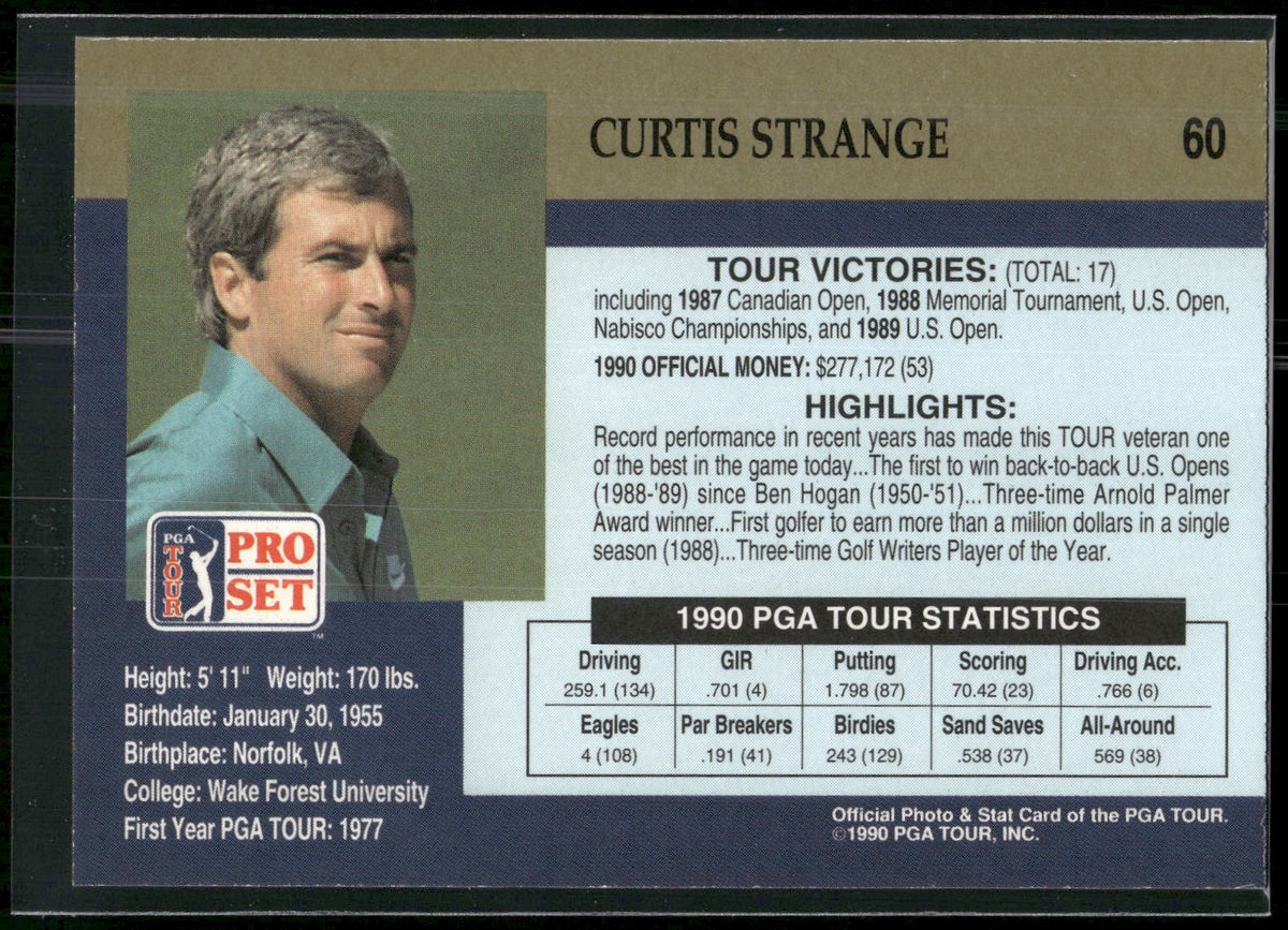 1990 Pro Set PGA Tour #60 Curtis Strange