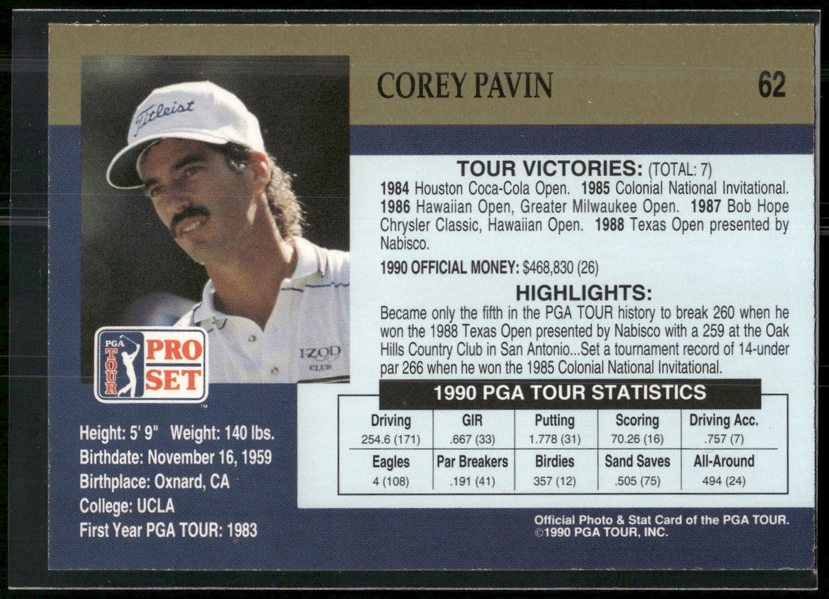 1990 Pro Set PGA Tour #62 Corey Pavin