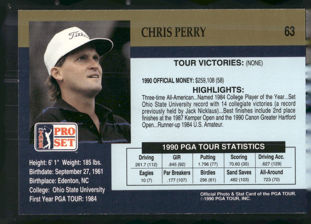 1990 Pro Set PGA Tour #63 Chris Perry